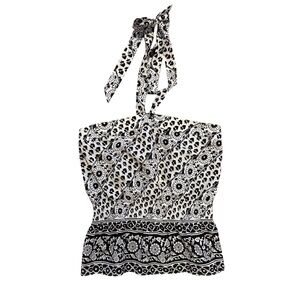 Ann Taylor Black and White Patterned Women's Halter Top